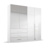 Rauch Montclar White High Gloss 4 Door Wardrobe with Drawers - Pendle Village Furniture